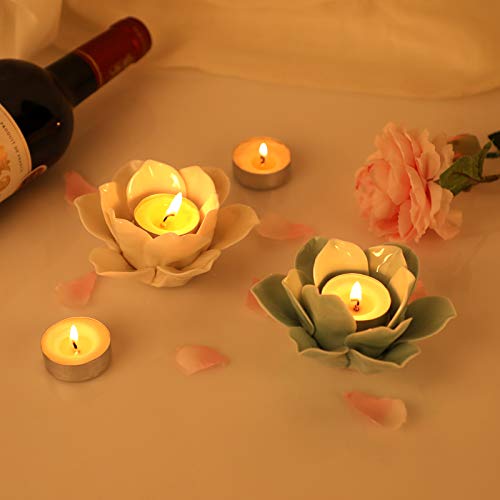 Ownmy 4.5 Inch Ceramic Lotus Flower Tea Light Holder Lotus Petals Candle Holder Candlestick thumb #6