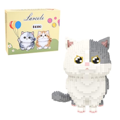 Larcele Munchkin Cat-Grey Micro Building Blocks Set for Kids 8+ KLJM-05
