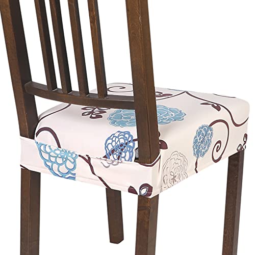 Image of SearchI Dining Chair Seat Covers Set of 6, Rear Covered, Ball Flower