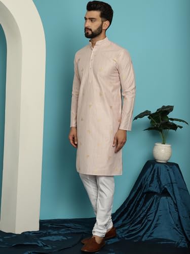 Image of SOJANYA (Since 1958 Men's Jacqard Silk Kurta & White Pyjama Set