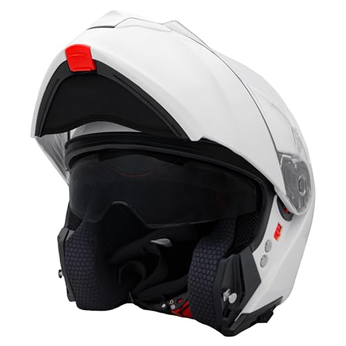 Zorax White XL (61-62cm) ZOR-838 Double Visor Modular Flip up front...