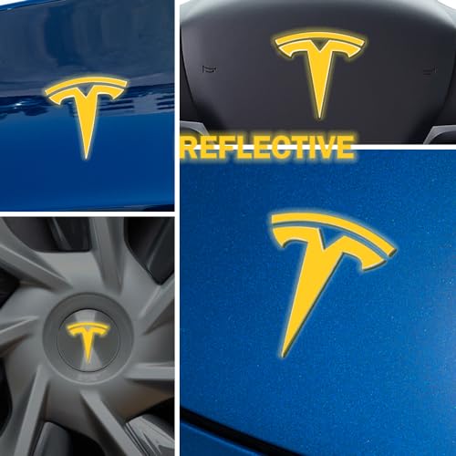 Image of IPG Compatible with Model Y Decal (8 Logo Set) Stickers Set Personalize Your Vehicle (Reflective Series - Yellow)
