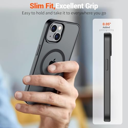 Image of iPhone 15 Plus Magsafe Hard Back Case | Matte Design & 360 Protection | Military-Grade Apple iPhone 15 Plus Cover | Strong Magnet Back - Black