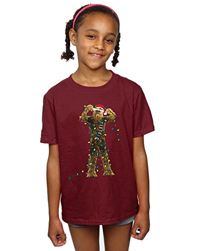 Star Wars Girls Chewbacca Christmas Lights T-Shirt 7-8 Years Burgundy