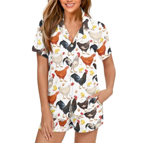 Image of Women's Short Sleeve Sleepwear Pajamas Nightwear with Pockets | skin-friendly breathable material resists pilling fading and deformation after repeated washing