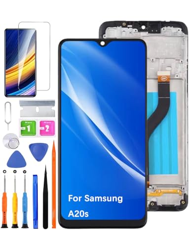 HLYGZX Pantalla de repuesto para Samsung Galaxy A20s, pantalla LCD A207F A207M A2070, kit de reparación de ensamblaje de pantalla LCD táctil digitalizadora (negro con marco)