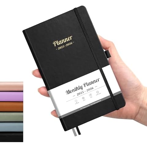 Pocket Calendar 2025-2026 for Purse, Monthly Planner 2025-2026, Pocket Planner Small Size 3.9" x 6.7", 2 Year Monthly Planner (Jan 2025 to Dec 2026), Leather Hardcover, Inner Pocket, Black Cover