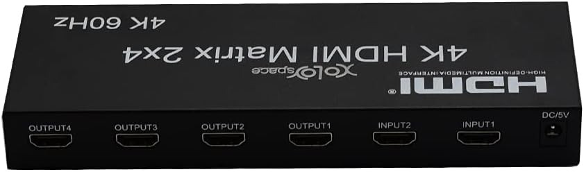 41241 4k 60hz 2x4 HDMI Matrix switcher with Optical Audio Out Supports HDR and downscaler
