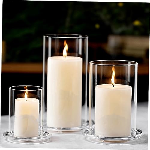 Candle Shade Clear Glass Candle Covers Clear Candle Holder Candle Holder Sleeve Windproof Candle Protectors Open Ended Candle Covers Transparent Glass Shades Candle Holders Glass