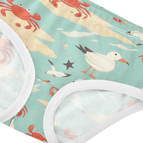 Wusikd Crabs Seagulls Girls' Underwear Cotton Beach Girls Briefs Soft Toddler Underwear 2T4