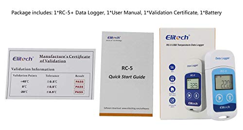 Image of 1-Day Dispatch Multiuse Temperature Data Logger /Thermal Mapping (Range:-30c to 70c) for Vaccine Box, Pharma, Refrigerator, Warehouse with Calibration Certificate Model: Elitech RC5