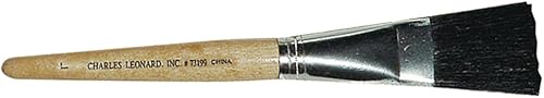 Miniatura 4 de Charles Leonard Pinceles de pintura de caballete de punta plana con mango corto y rechoncho, 0.50 pulgadas, mango natural y cerdas negras, paquete