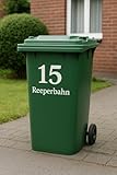 Generisch Personalisierte Mülltonnen Beschriftung – Aufkleber mit Hausnummer & Straße, wetterfest, UV-geschützt, 25 Farben Vinyl