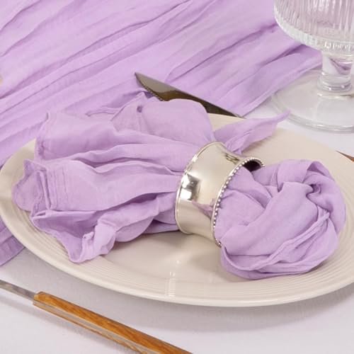 Image of MLMC 100 Pack Cheesecloth Napkins Bulk Dinner Cloth Napkins 21 inchx21 inch Boho Reusable Lavender Cloth Napkins in Bulk for Wedding Bridal Baby Shower Events Table Decor Lilac