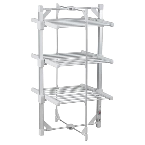 Taylor & Brown 3 Tier Heated Clothes Airer | Deluxe Folding Aluminium Clothes Drying Rack | Electric Laundry Drying Horse Rack | 220W Energy Efficient 24 Rails, 111cm, Compact Mini Version - Image 2