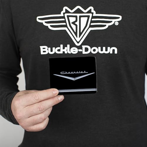 Buckle-Down mens Pu Bifold - 1955-57 Chevrolet V Emblem/Stripe Black/Silver Wallet3