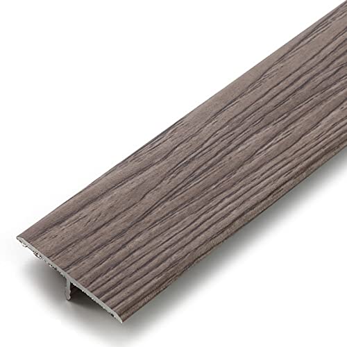 Golvblinkande aluminium T-lister Övergångslist - Trä Vinylgolvreducerare för vardagsrum Sovrum Kök - Självhäftande för träfibrer Uppfartskantlist ()