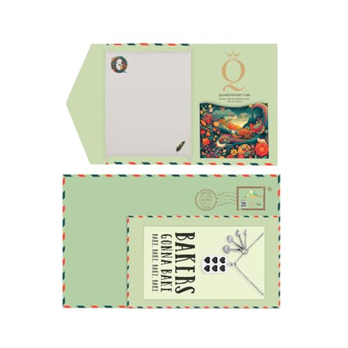 quan jewelry Gifts for Mom Measuring Spoons Pendant Necklace, Funny Baking Pun Quote Card, 16 inches to 18 inches, Handmade4