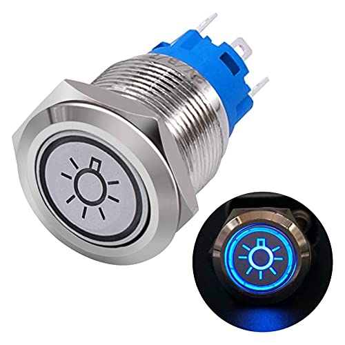 Interrupteur à bascule 12V 16mm en acier inoxydable argenté pour phare de voiture