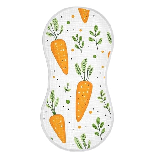 4 Pack Baby Burp Cloths, Soft Absorbent Burping Cloths for Babies, Cotton Milk Spit Up Rags, Large Size for Newborns, Baby Boys and Girls (Cute Carrot)2