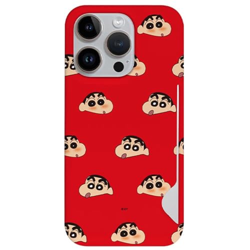 iPhone16 Pro 用 ケース クレヨンしんちゃん しんちゃん パターン 薄型 カード収納 スリム ハードケース 【日本国内発送】 Crayon Shinchan Face Pattern Card Slim S1 Case スマホケース スマホカバ