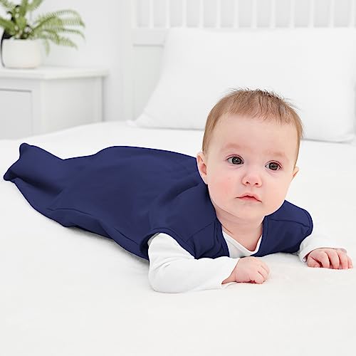 Yoofoss Baby Sleep Sack 100% Cotton 0.5 Tog Baby Sleeping Bag 0-6 Months 2-Way Zipper Toddler Wearable Blankets Breathable Lightweight Cyan #TOP4