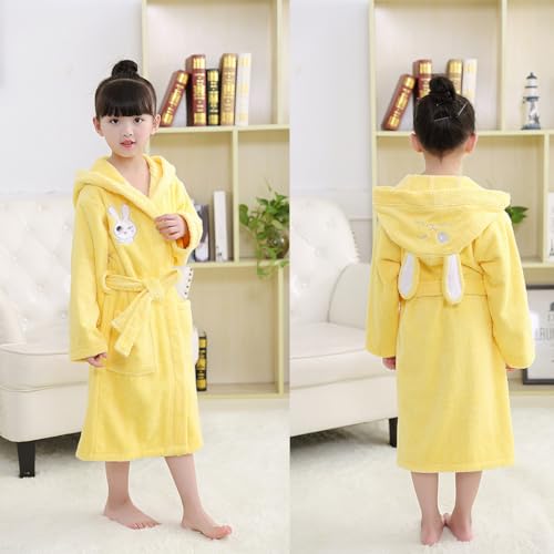 Kids Bathrobe Soft Hooded，Boys Girls Rabbit Ears Cotton Towel Robe, Lovely Comfortable Loungewear 4-12 Years2