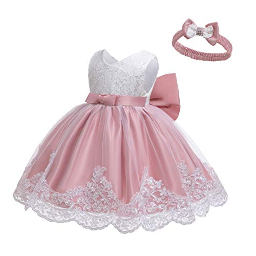 LZH Baby Meisjes Jurk Pailletten Strik Tutu Bloem Verjaardagsfeestje Trouwjurk Kinderjurken met Hoofddeksels - Image 4