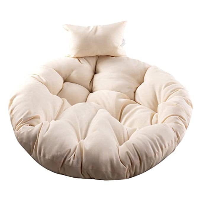 Image of KYNE Microfibre Cushion for Hanging Basket Round Shape Swing Chair Cushions for Outdoor Egg Swing Chair Garden Swing, Seat Padded Pillow Cushion (Cream)