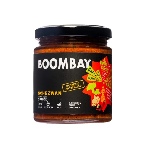 BOOMBAY Schezwan Sauce - 190g (Pack of 1) | Nothing Artificial | No Bad Oils | No Refined Sugars | Plant Based | Use as a Spread for Dosa, Stir Frys, Dip with Snacks, Marinade for Grill, Spicy Flavour to Noodles
