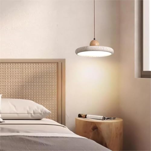 Single Heaads Natural Stone Pendant Light LED Source Bedside Lamp Round Adjustable Hanging