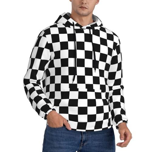 Sweat à capuche homme imprimé rayures carreaux pour superposition décontractée