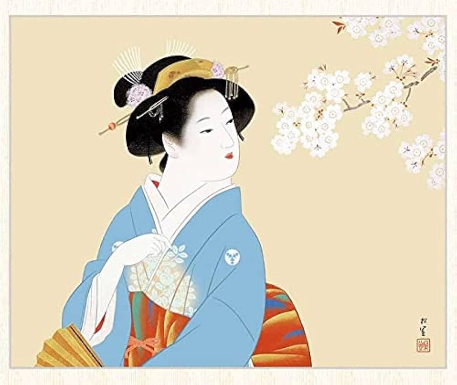 上村松園、【花のにぎわい】、希少画集画より、状態良好、新品高級額装付 上村松園、【花のにぎわい】、希少な額装用画集より、美品、新品