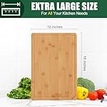 Homaxy Extra Large Organic Bamboo Cutting Boards for Kitchen, 18"x12" Wooden XL Cutting Board with Juice Groove and Handles, Charcuterie Butcher Block Wood Serving & Chopping Board - Pre Oiled - Image 2