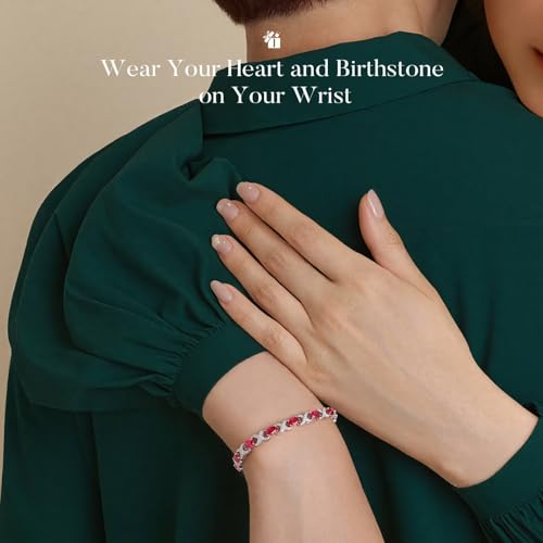 Iefil Oval Birthstone Bracelets for Women, Sterling Silver Tennis Bracelets Unique X O Design Fine Jewelry Anniversary Birthday Gifts for Her Sterling Silver Birthstone Jewelry for Wife Mom Grandma3