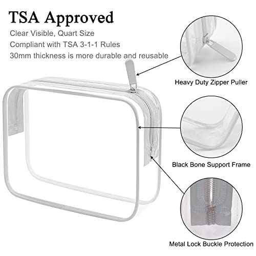 Image of Lermende Clear Makeup Bag,TSA Approved Toiletry Bag wih Zippers Carry-on Travel Accessories,Quart Size Toiletries Cosmetic Bag Travel Organizer for Women Men, No-Slick-2Grey, clear toiletry bag