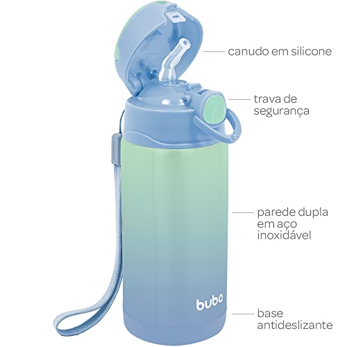 Buba Copo Térmico Parede Dupla Com Canudo - Azul