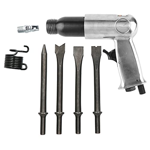 Martillo de aire neumático Gearwell, kit de pala de aire OW-190 Martillo de cincel de aire de acero de aleación con 4 cinceles para corte de eliminación de óxido de paneles de