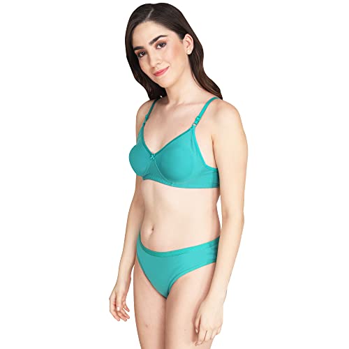 Image of Non Padded Bra Panty Set - Made of Pure Cotton Full Coverage Non Wired Seamless Pushup Soft Cup for T-Shirt Saree Dress Sports Garment for Daily Use Everyday
