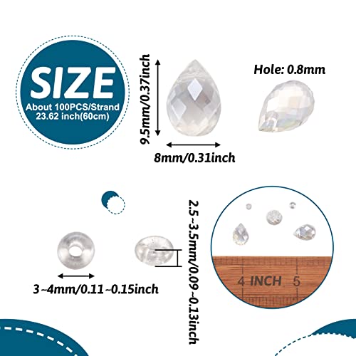 PandaHall 100pcs Clear Crystal Teardrop Glass Beads Faceted Water Drop Transparent Spacer Loose Beads 12x6mm Glass Charms for Bracelet Necklaces Earrings Jewelry Craft Making - Image 3