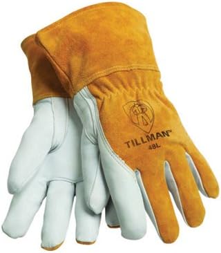Tillman 48L Large Brown Top Grain Goatskin Fleece Lined Standard Grade MIG Welders Gloves with Straight Thumb, 3 1/2″ Cuff, Kevlar Stitching and Elastic Back (1/PR)