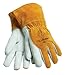 Tillman 48L Large Brown Top Grain Goatskin Fleece Lined Standard Grade MIG Welders Gloves with Straight Thumb, 3 1/2