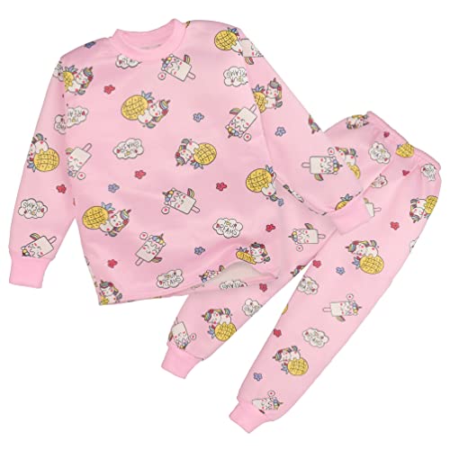 Image of Bold N Elegant Cute Winter Warm Fleece Kid's Cartoon Sweatshirt Tshirt and Pajama Pant Clothing Set Random Mix Print for Boys Girls