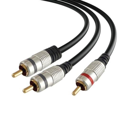 Image of MX Audio Cable 1 RCA Male to 2 Male Splitter, Gold-Plated Connectors, Dual-Shielded Y Adapter for Subwoofer, Home Theater, Amplifier, Hi-Fi Stereo Systems