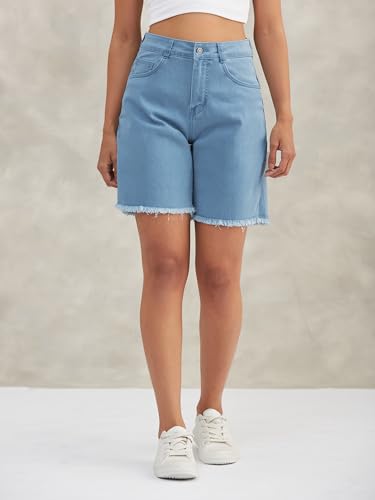 Image of Dolce Crudo Above Knee Denim Shorts for Women