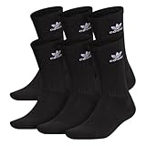 adidas Originals Men's Trefoil Crew Socks (6-Pair), Black/White, Large, (Shoe Size 6-12)