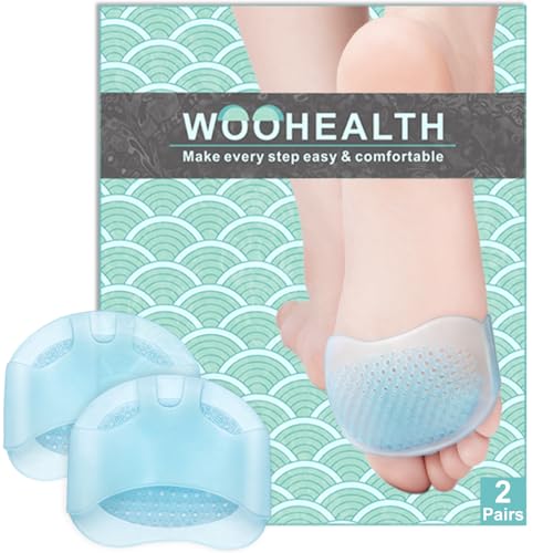 WOOHEALTH Metatarsal Pads for Women 2 Pairs Forefoot Pads (Ball of Foot Cushions Pads) for Mortons Neuroma Metatarsalgia Pain Relief for Men & Women (Blue)