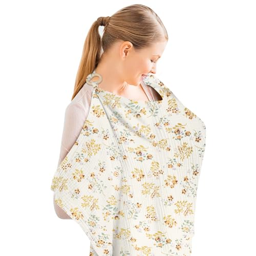 Aolso Tablier Allaitement, Couverture d'allaitement en mousseline pour bébé,Grande housse d'allaitement, Couverture d'allaitement en Coton Cape Allaitement...