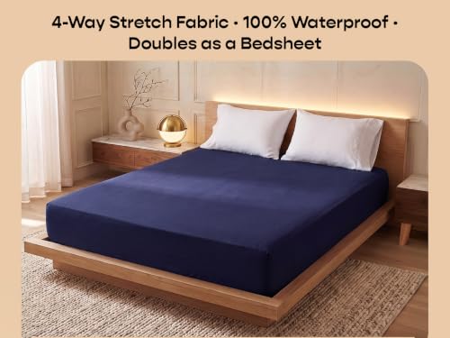 Image of SleepyCat Waterproof Lycra Mattress Protector | Single 72x36 | Navy Blue