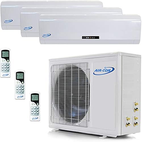 3 Zone Mini Split - 9000 + 9000 + 12000 - Ductless Air Conditioner - Pre-Charged Tri Zone Mini Split - Premium Quality - USA Parts & Support